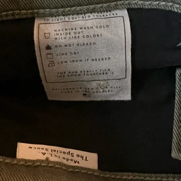 AYR Women’s Khaki Green Straight Wide Leg Cropped Cut Off Pants - Size 29S - Picture 6 of 10